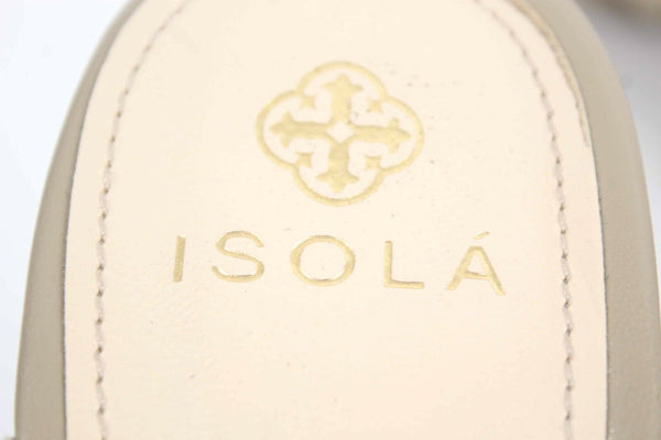Isola Sz 9.5 Tan High Heel Slingback Strappy Perforated Suede Sandal