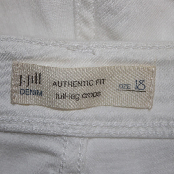 J Jill Capri Pant NEW $89 Authentic Fit Sz 18 x 24 White Full Leg Cotton Capri