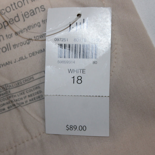 J Jill Capri Pant NEW $89 Authentic Fit Sz 18 x 24 White Full Leg Cotton Capri