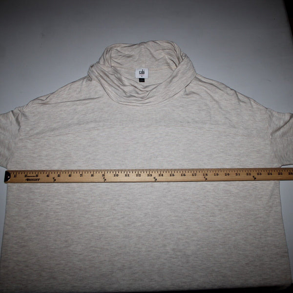Cabi Sz S Tan Long Sleeve Loose Turtle Neck Rayon Spandex Top