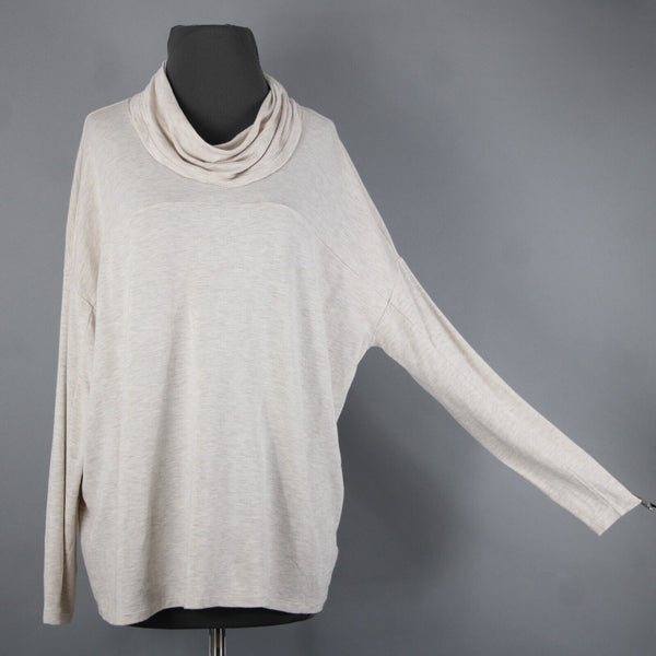 Cabi Sz S Tan Long Sleeve Loose Turtle Neck Rayon Spandex Top