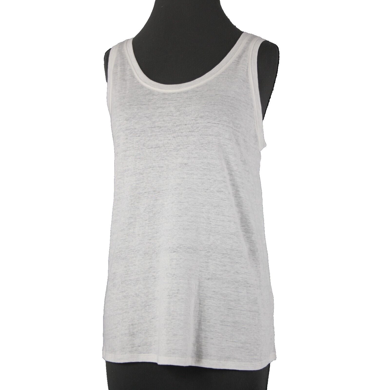 Eileen Fisher NEW $108 Sz M White Sleeveless Organic Linen Jersey Long Tank Top