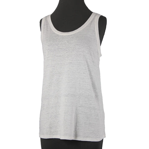 Eileen Fisher NEW $108 Sz M White Sleeveless Organic Linen Jersey Long Tank Top