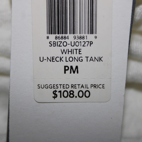 Eileen Fisher NEW $108 Sz M White Sleeveless Organic Linen Jersey Long Tank Top