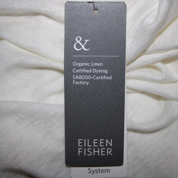 Eileen Fisher NEW $108 Sz M White Sleeveless Organic Linen Jersey Long Tank Top