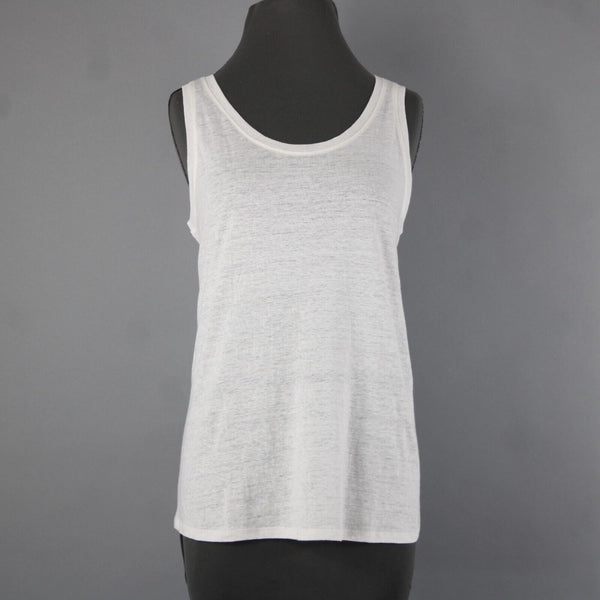 Eileen Fisher NEW $108 Sz M White Sleeveless Organic Linen Jersey Long Tank Top
