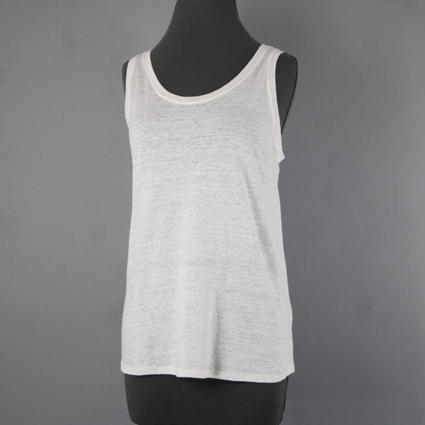 Eileen Fisher NEW $108 Sz M White Sleeveless Organic Linen Jersey Long Tank Top