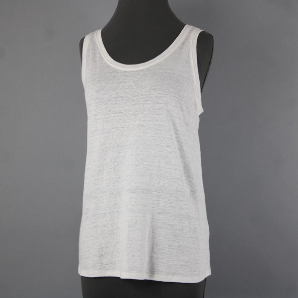 Eileen Fisher NEW $108 Sz M White Sleeveless Organic Linen Jersey Long Tank Top