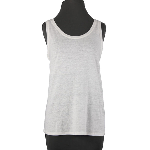 Eileen Fisher NEW $108 Sz M White Sleeveless Organic Linen Jersey Long Tank Top