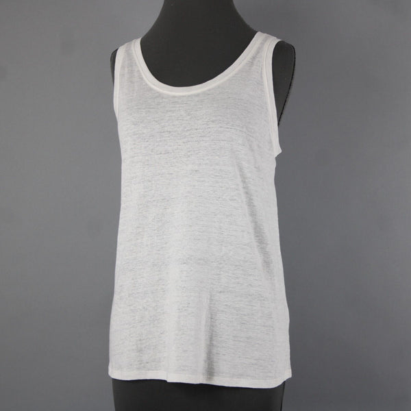 Eileen Fisher NEW $108 Sz M White Sleeveless Organic Linen Jersey Long Tank Top
