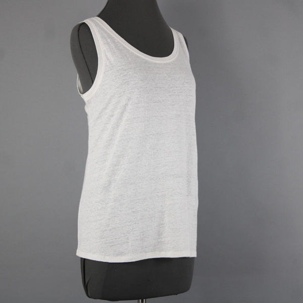 Eileen Fisher NEW $108 Sz M White Sleeveless Organic Linen Jersey Long Tank Top