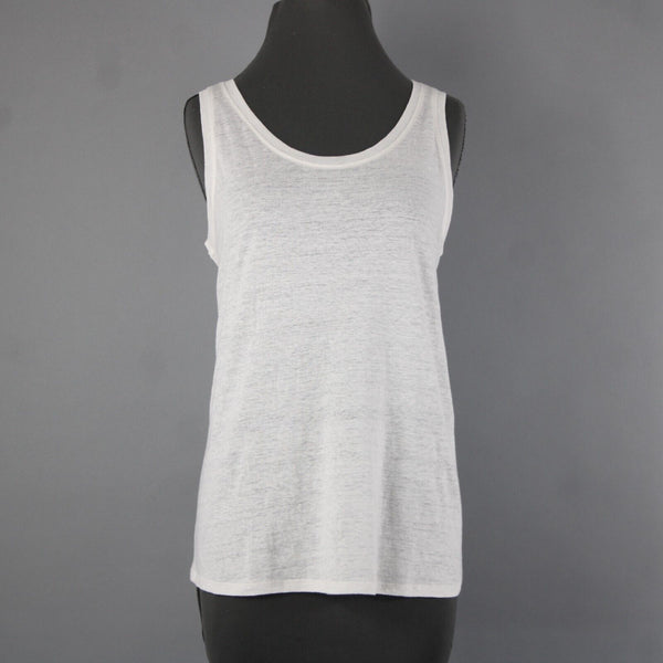 Eileen Fisher NEW $108 Sz M White Sleeveless Organic Linen Jersey Long Tank Top