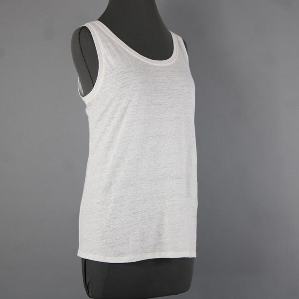 Eileen Fisher NEW $108 Sz M White Sleeveless Organic Linen Jersey Long Tank Top