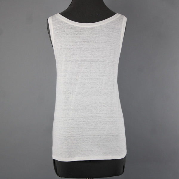 Eileen Fisher NEW $108 Sz M White Sleeveless Organic Linen Jersey Long Tank Top
