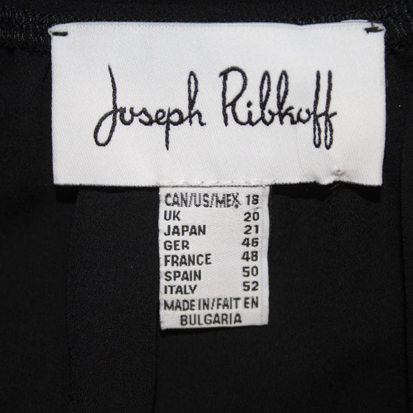 Joseph Ribkoff Top Sz 18 Black White Ruffle Shoulders Floral Embroidered Top