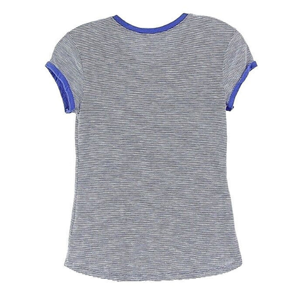 Justice Sz 12 Blue Trim Blue White Stripe Blue Pocket Cotton Polyester Top