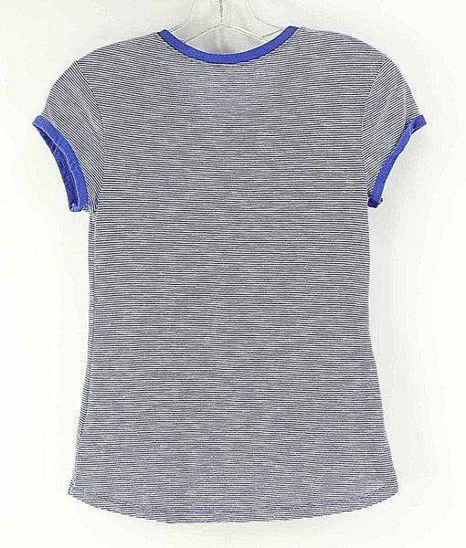 Justice Sz 12 Blue Trim Blue White Stripe Blue Pocket Cotton Polyester Top