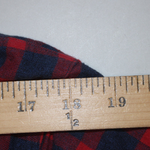 Frank Eileen Shirt Sz M Navy Blue Red Plaid Collared Button Down 100% Cotton