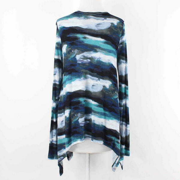 Simply Vera Vera Wang Sz S Blue Multi Asymmetrical Hem 100% Rayon Top