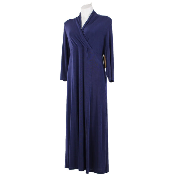 Coldwater Creek Dress NEW $90 Sz L Purple Cross Over Long Acetate Traveler Dress