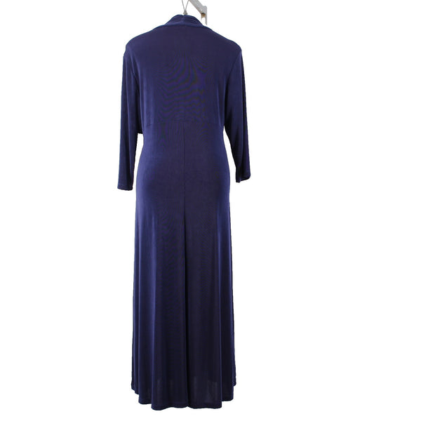 Coldwater Creek Dress NEW $90 Sz L Purple Cross Over Long Acetate Traveler Dress