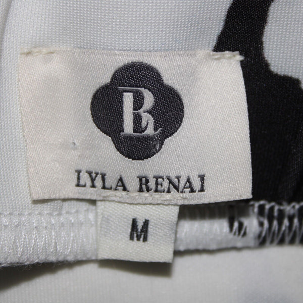 Lyla Renai Sz M White Black Blue Mesh Trim Elastic Waist Polymide Lycra Skirt