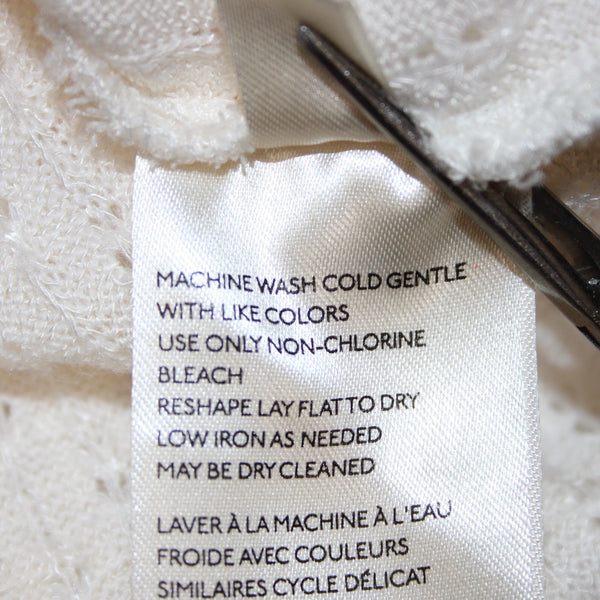 Maeve Sz S Ivory Perforated Knit 3/4 Slv Poly Viscose Cowl Neck Peplum Sweater