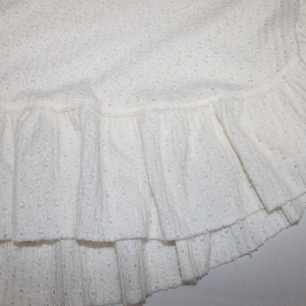 Maeve Sz S Ivory Perforated Knit 3/4 Slv Poly Viscose Cowl Neck Peplum Sweater