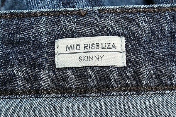 Level 99 25 x 31 Blue Denim Distressed Mid Rise Liza Skinny Cotton Blend Jeans