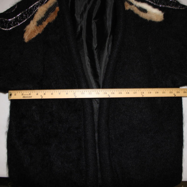 Tony Amaimo Sz L Black Tan Silver Wool Mohair Nylon Vintage 90's Big Jacket