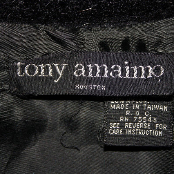 Tony Amaimo Sz L Black Tan Silver Wool Mohair Nylon Vintage 90's Big Jacket