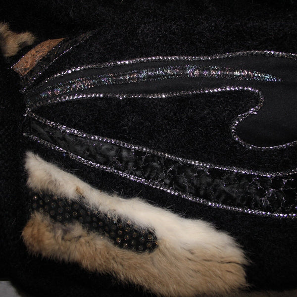 Tony Amaimo Sz L Black Tan Silver Wool Mohair Nylon Vintage 90's Big Jacket