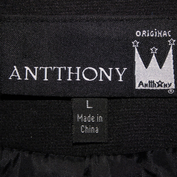 Antthony Sz L Black Silver Rhinestones Collared Lined Polyester Rayon Jacket