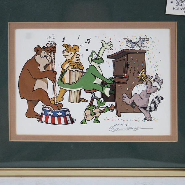 Robert Marble 10 x 8 Gold Green Multi Color Animals "Jammin" Signed Picture