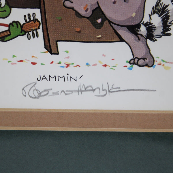 Robert Marble 10 x 8 Gold Green Multi Color Animals "Jammin" Signed Picture