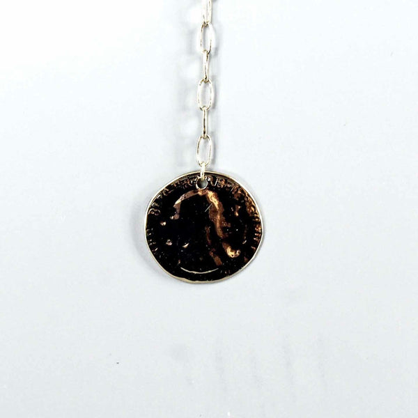 Loft NEW 18" Ext 3" Silver Chain Quarter Dangle Necklace