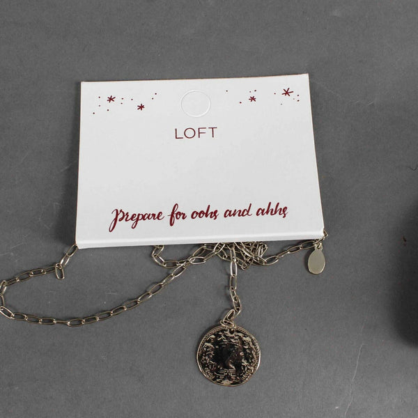 Loft NEW 18" Ext 3" Silver Chain Quarter Dangle Necklace