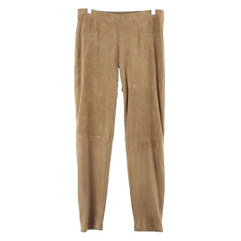 Max Edition Sz L x 29 Cognac Skinny Vegan Suede Poly Spandex Pant
