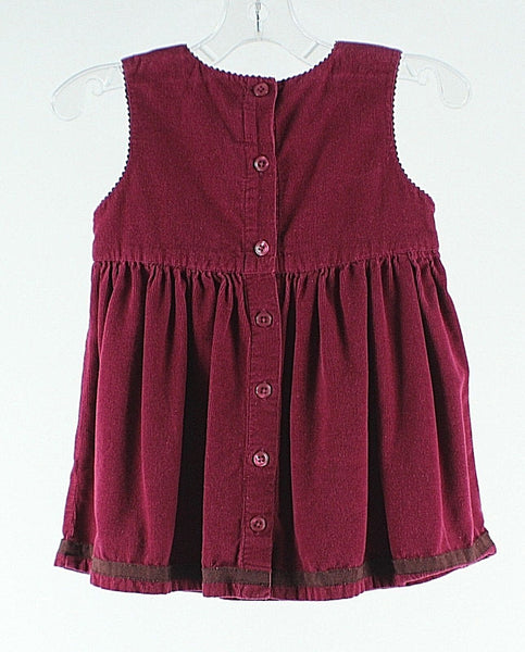 Gymboree 24 mo Magenta Pink Brown Embroidered Velveteen Cotton Jumper Dress
