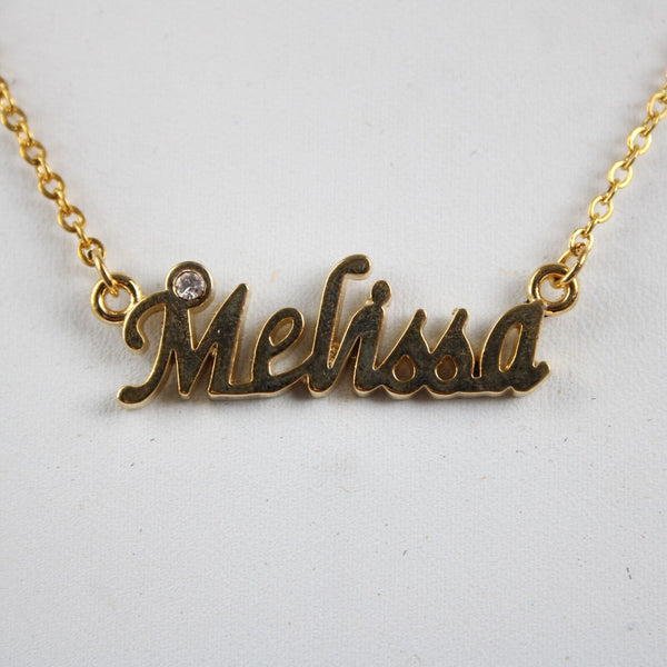 MELISSA NEW Name Goldtone Rhinestone Accent 14.5" W 4.5" Multi Ring Ext Necklace