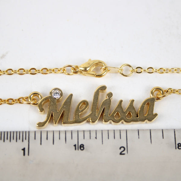 MELISSA NEW Name Goldtone Rhinestone Accent 14.5" W 4.5" Multi Ring Ext Necklace
