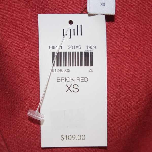 J Jill Dress NEW $109 Sz XS Brick Red Wrap Tie Round Neck Pima Cotton Dress