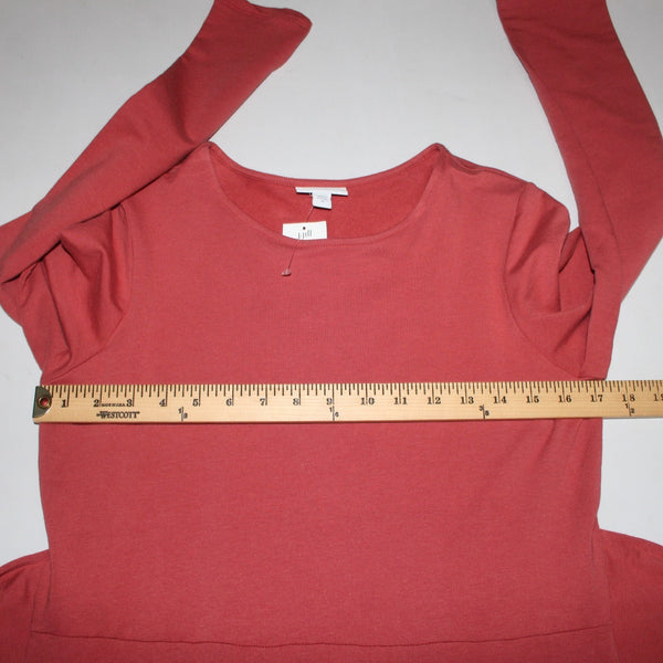 J Jill Dress NEW $109 Sz XS Brick Red Wrap Tie Round Neck Pima Cotton Dress