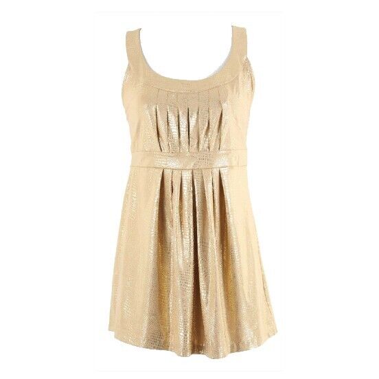 INC NEW Sz M Gold Shine Animal Texture Pleated Detail Polyester Spandex Top