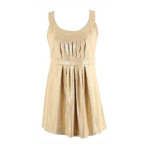 INC NEW Sz M Gold Shine Animal Texture Pleated Detail Polyester Spandex Top