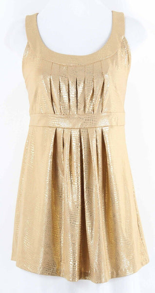 INC NEW Sz M Gold Shine Animal Texture Pleated Detail Polyester Spandex Top