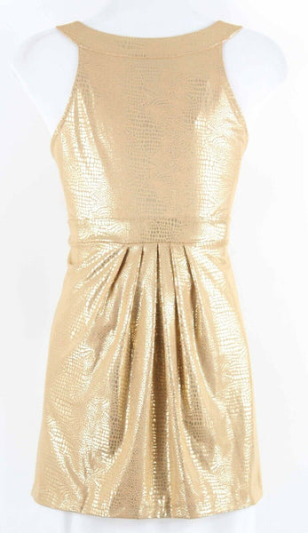 INC NEW Sz M Gold Shine Animal Texture Pleated Detail Polyester Spandex Top