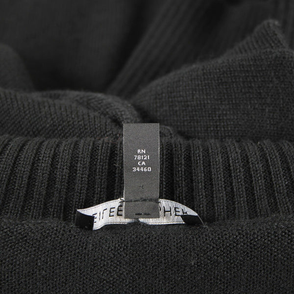 Eileen Fisher Sz S Black Turtle Neck Asymm 100% Extra Fine Merino Wool Sweater