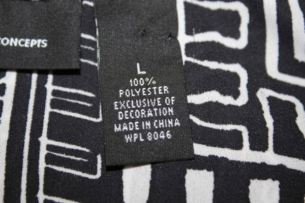 INC Sz L Black White Kimono Sleeve Fringe Detail Open 100% Polyester Wrap