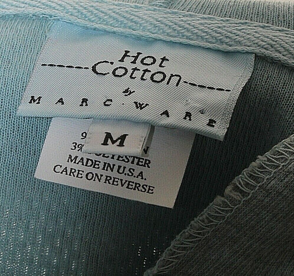 Hot Cotton Sz M Aqua Hooded Zip Pocketed Textured Cotton Poly Knit Jacket